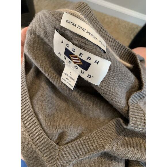 Joseph Abboud Sweater Medium Brown Extra Fine Merino Wool V-Neck Soft Men's - Picture 6 of 9